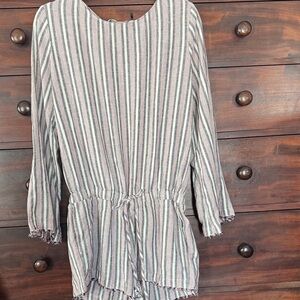 Cloth & Stone Striped Jumpsuit - White, Black, Gray